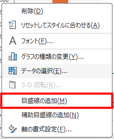 目盛線の追加のダイアログ