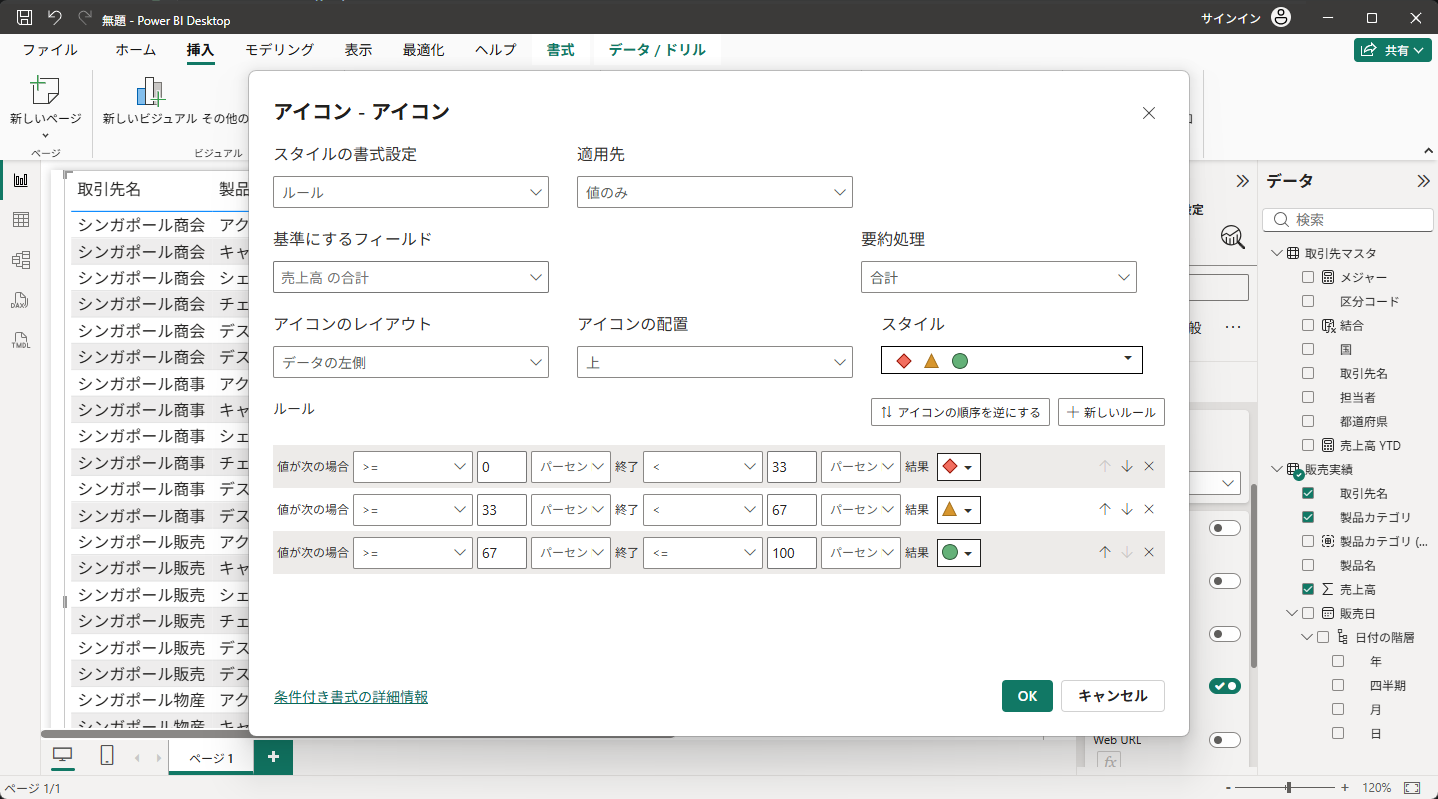 fxのルール設定画面：しきい値とアイコンの種類をカスタマイズできる