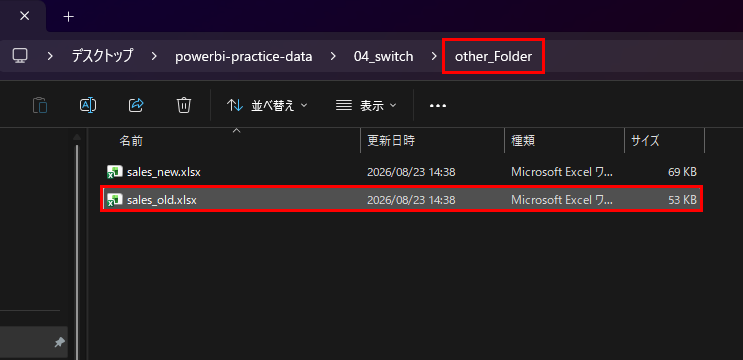 エクスプローラーで sales_old.xlsx を other_Folder の中に移動する
